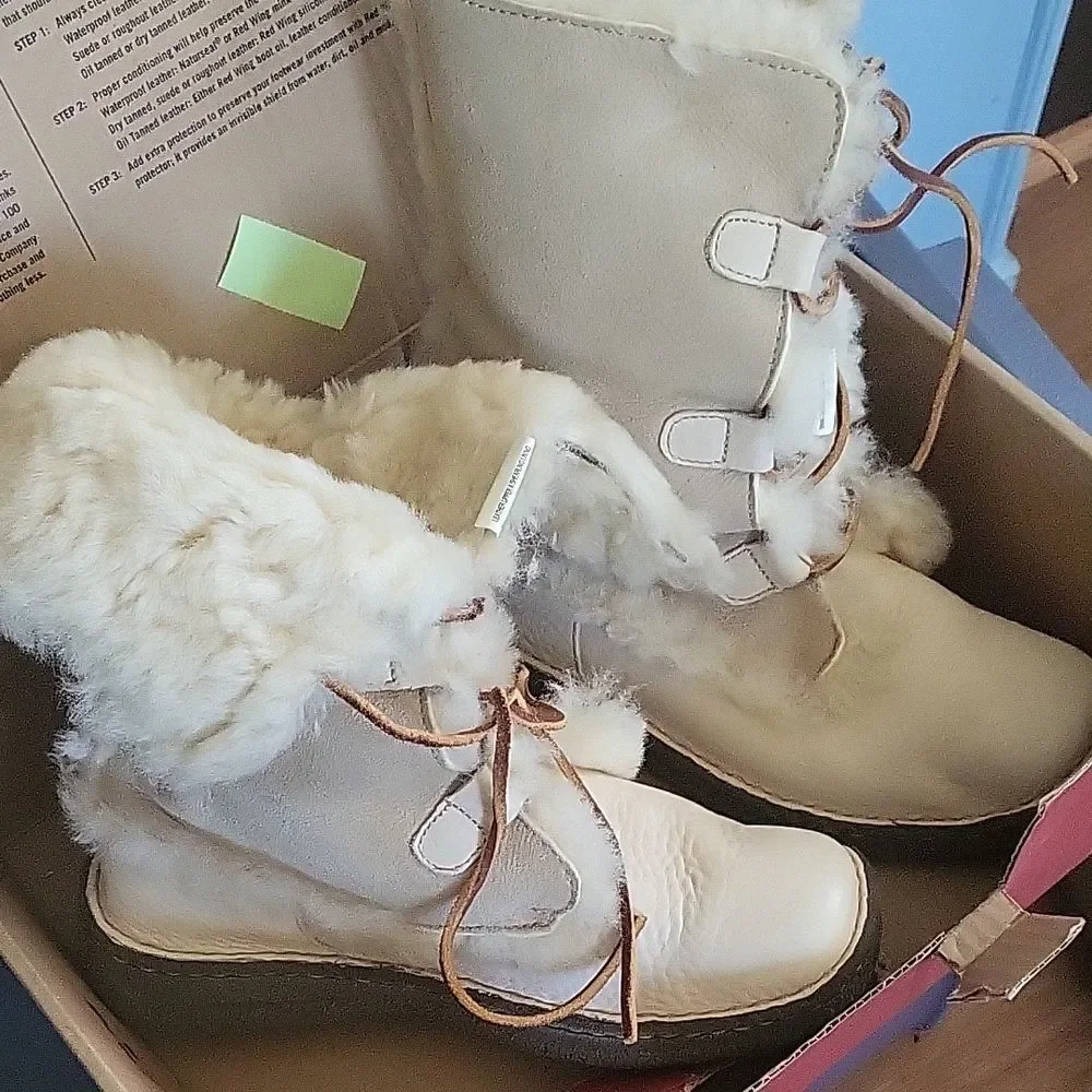 Born Cream and Tan Winter Boots
